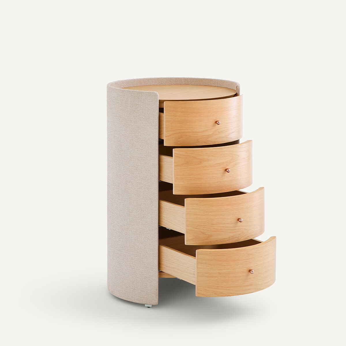 Commode chevet, en plaqué chêne et tissu texturé, FIRMO chêne naturel, AM.PM