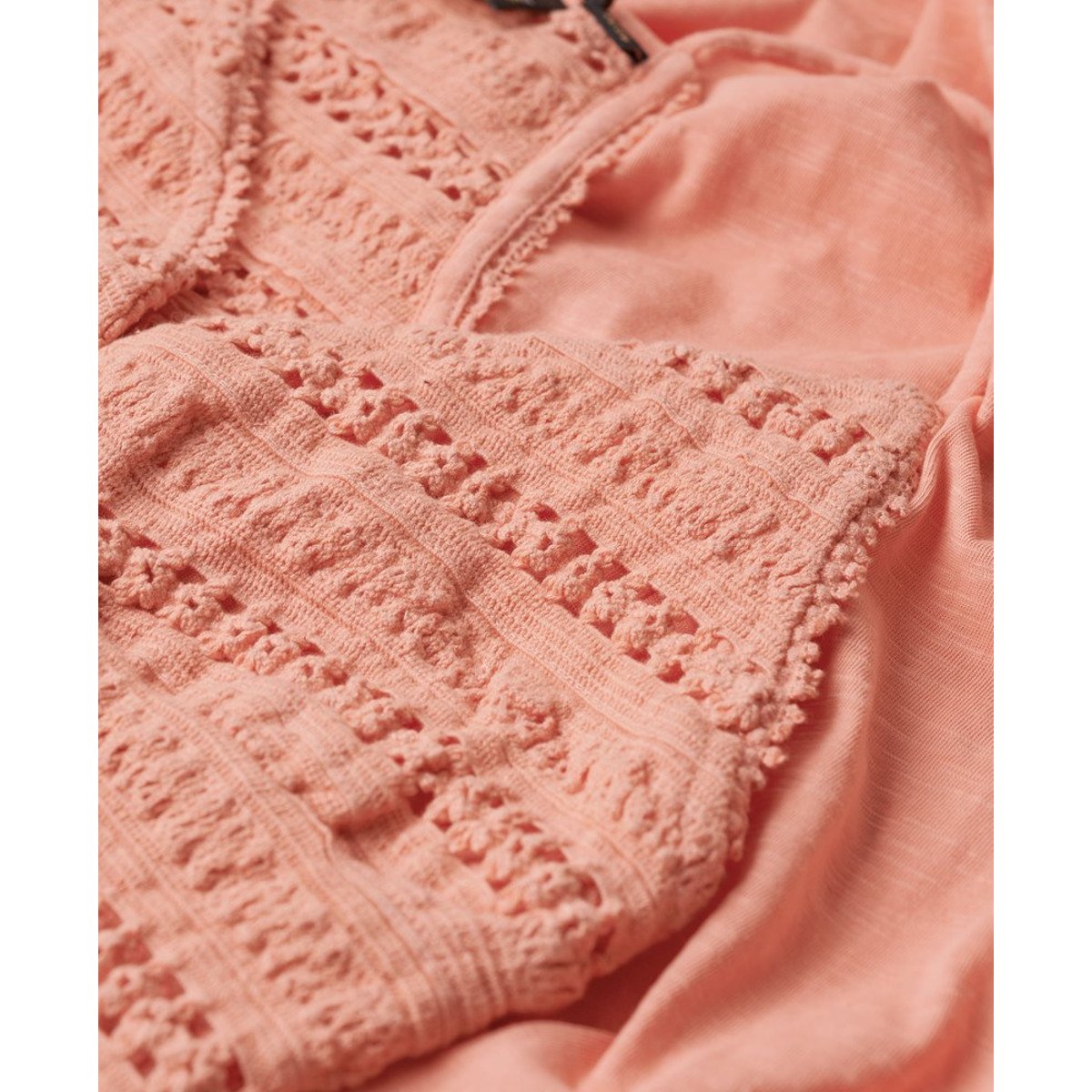Robe longue en jersey et dentelle corail fusion, SUPERDRY