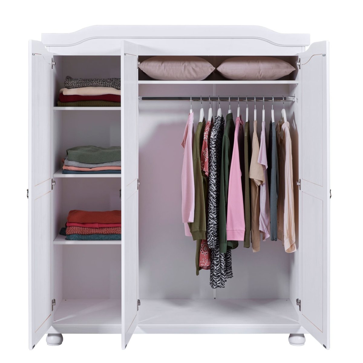 Armoire en bois massif 3 portes blanc, TERRE DE NUIT