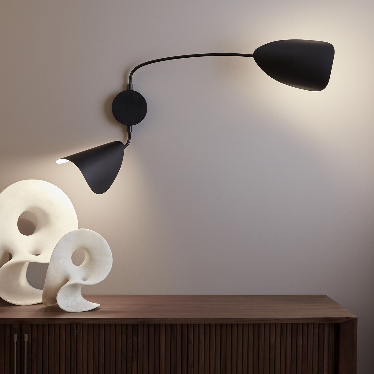 Funambule Contemporary Metal 2-Arm Wall Light black, AM.PM