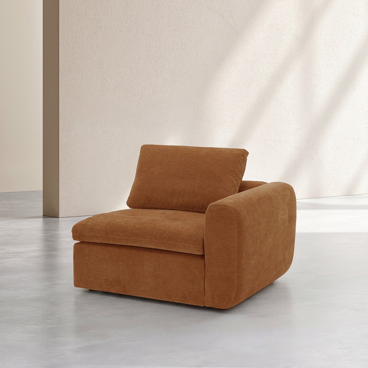 Module d'angle droit 1 place en tissu AMERIA marron, HABITAT