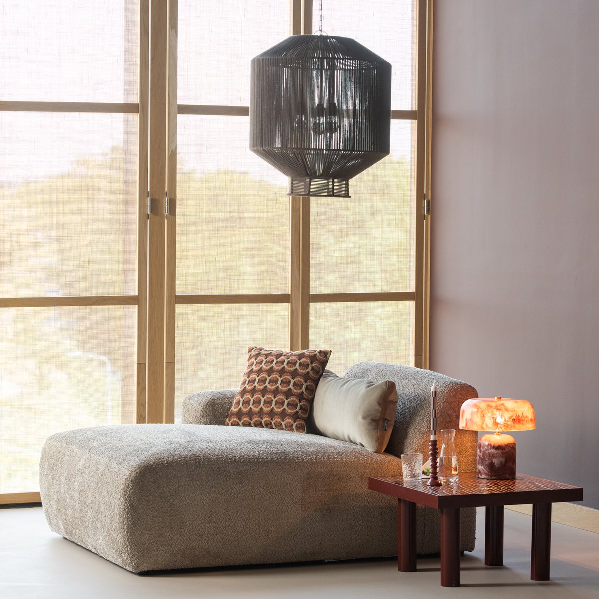 Élément chaise longue gauche laine MOJO BASE sable foncé, WOOOD
