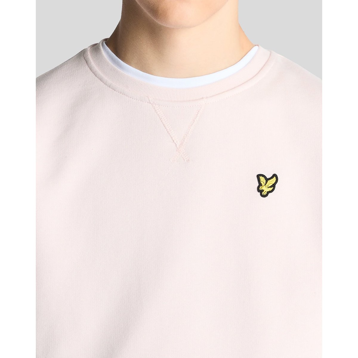 Sweat-shirt col rond en coton rose clair, LYLE & SCOTT