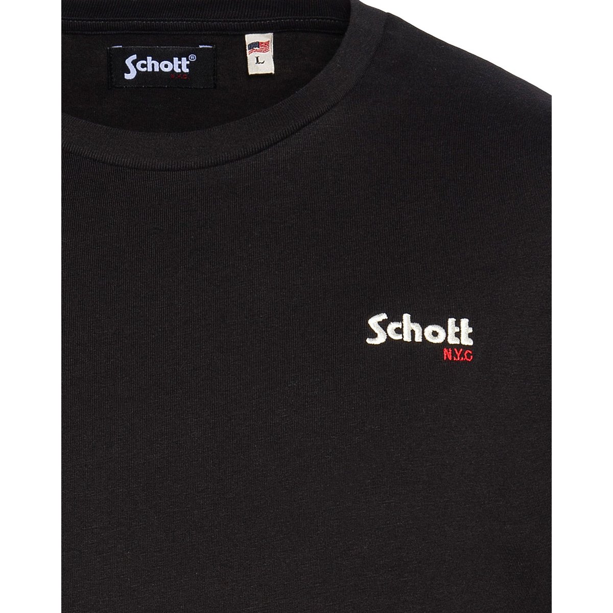 T-shirt noir brodé enfant noir, SCHOTT