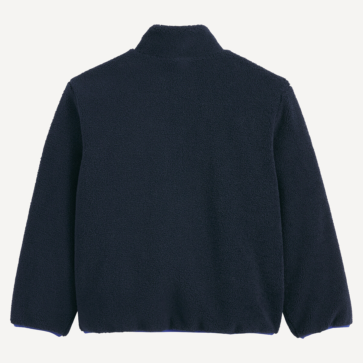 Cardigan com gola subida e fecho, em sherpa marinho, LA REDOUTE COLLECTIONS