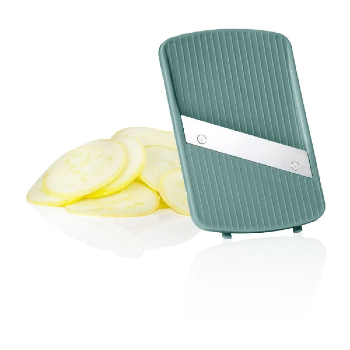 Mandoline multifonction avec recipient vert sauge couleur unique, ESSENTIEL B