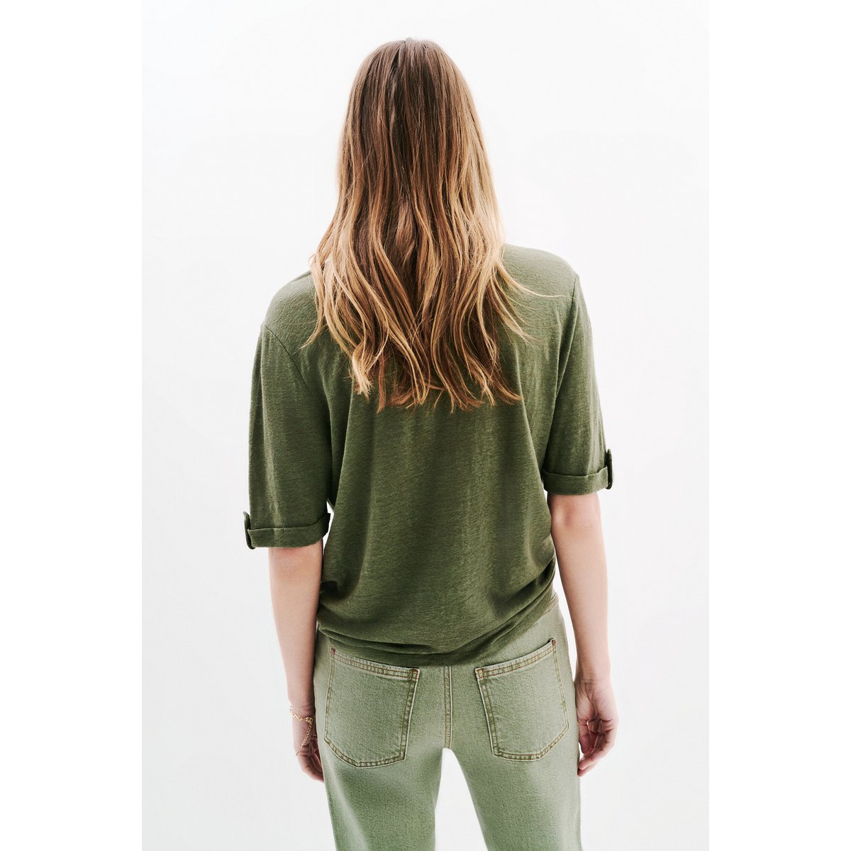 Chemise ample en lin ESTELA vert kaki, CAROLL