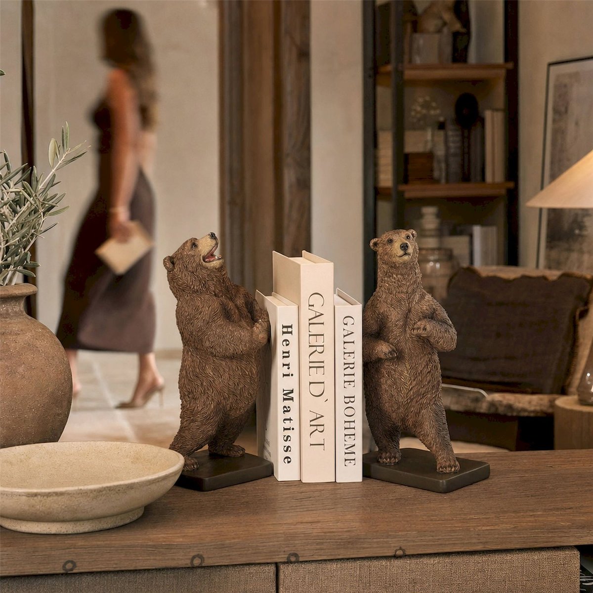 Serre-livres ours en résine, Lot de 2 marron, RECOLLECTION