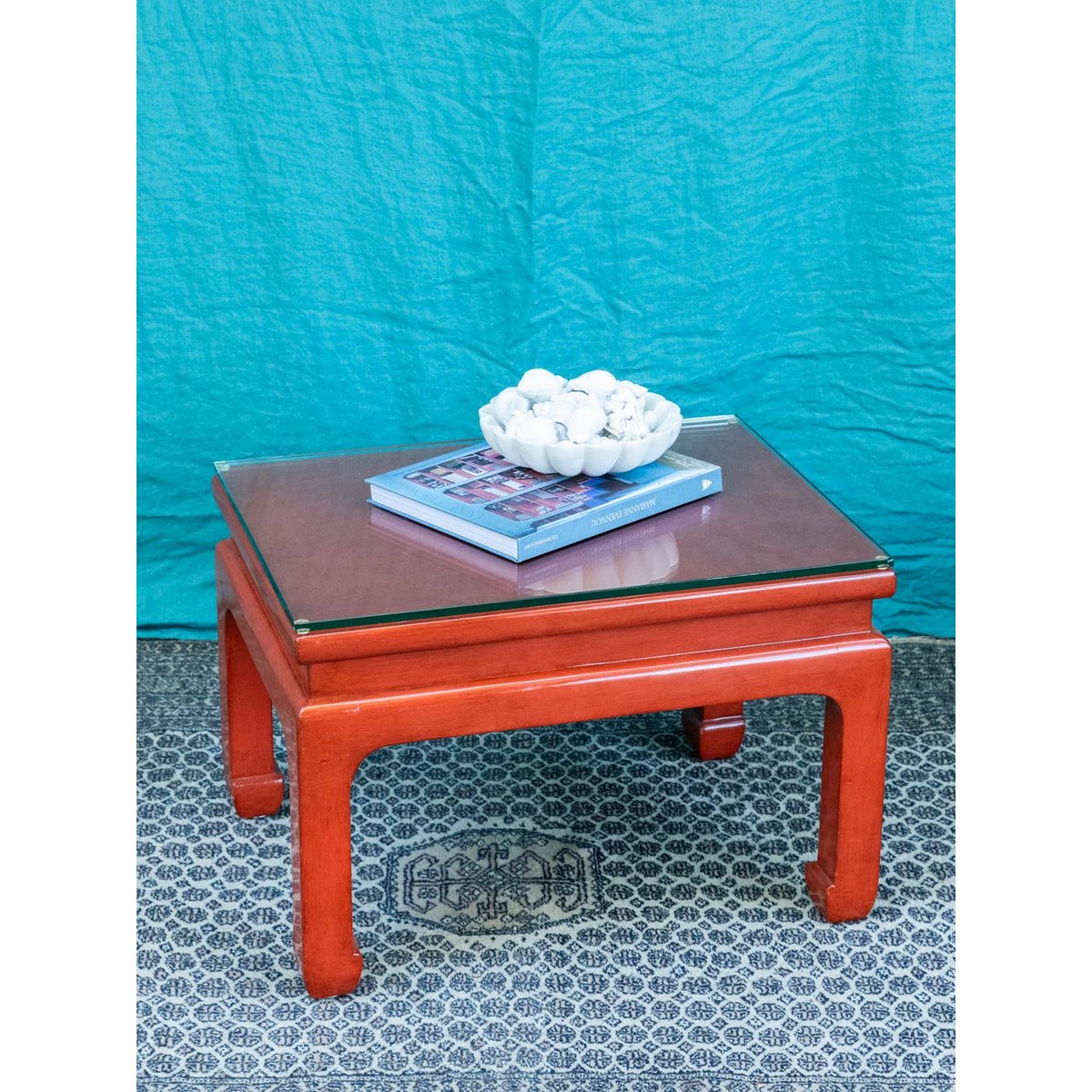 Table basse en bois laqué rouge Donna N°1609 - Bon état rouge, DEBONGOUT