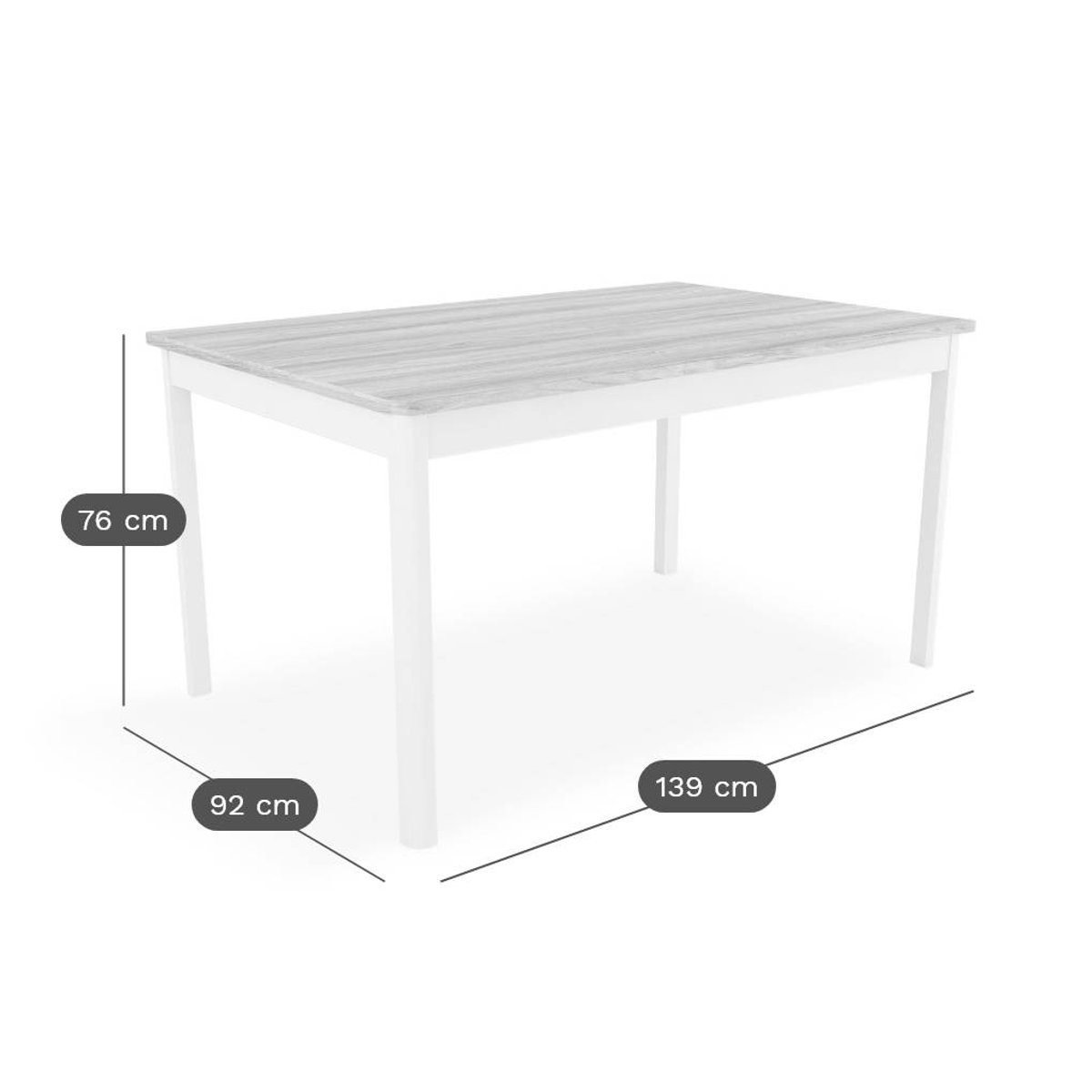Table à manger rectangulaire décor bois et blanc - ADELINE bois clair, CAMIF