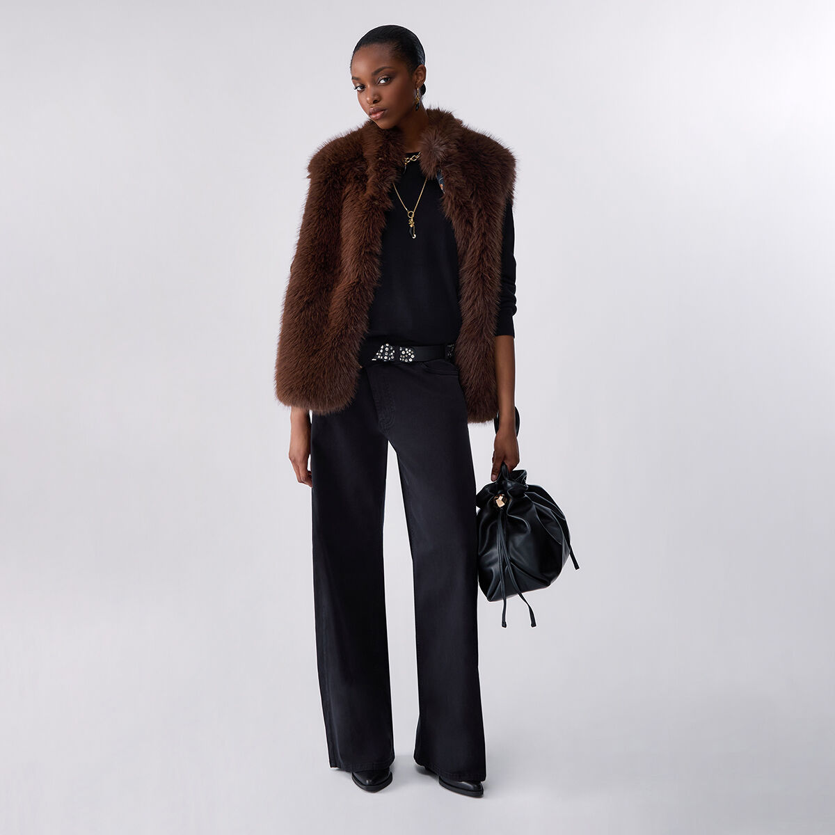 Pantalon droit large noir, LIU JO