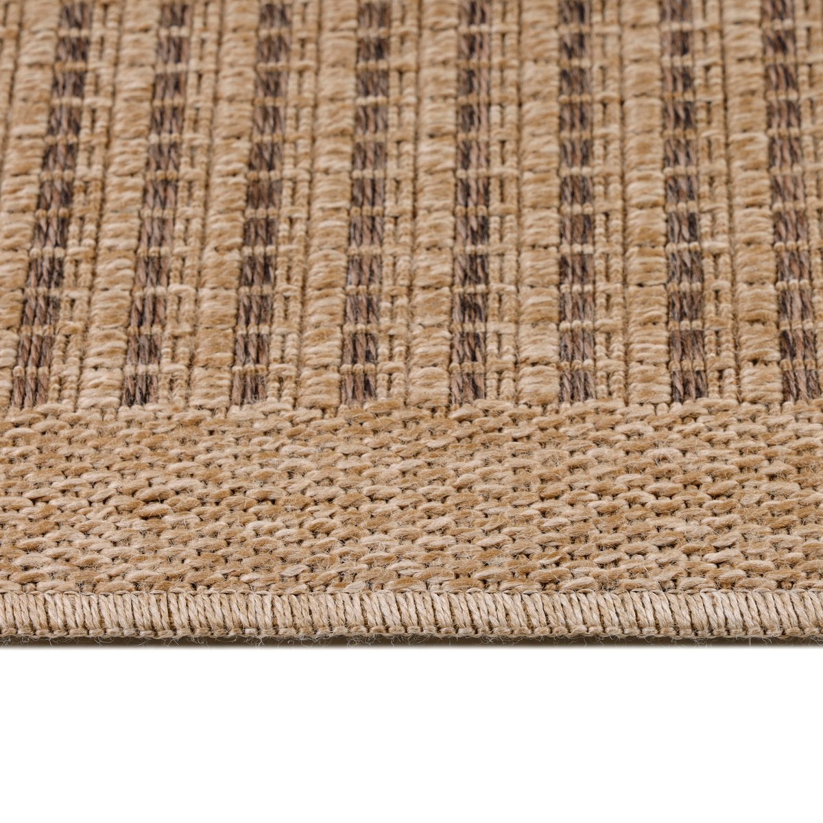 Tapis intérieur extérieur aspect jute à rayures DHAKA noir, NAZAR RUGS