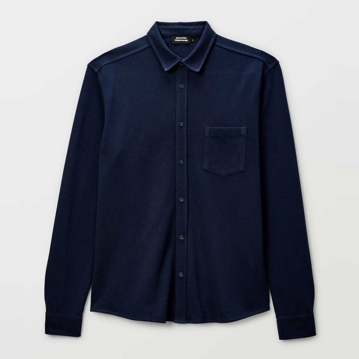 Chemise en maille piqué en coton BIO GOTS marine, MONOPRIX