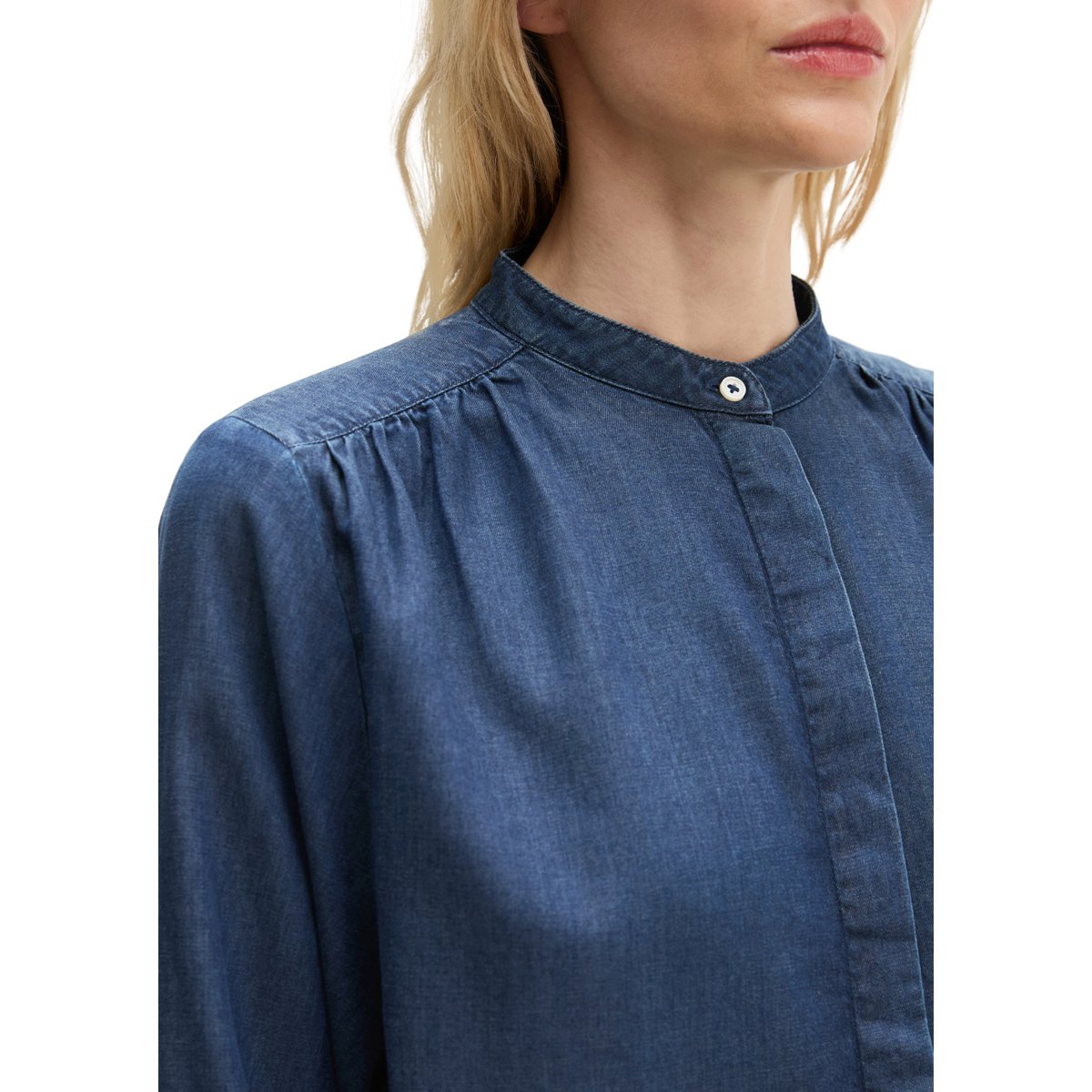 Blouse en jean loose en lin mélangé bleu fooncé, MARC O'POLO