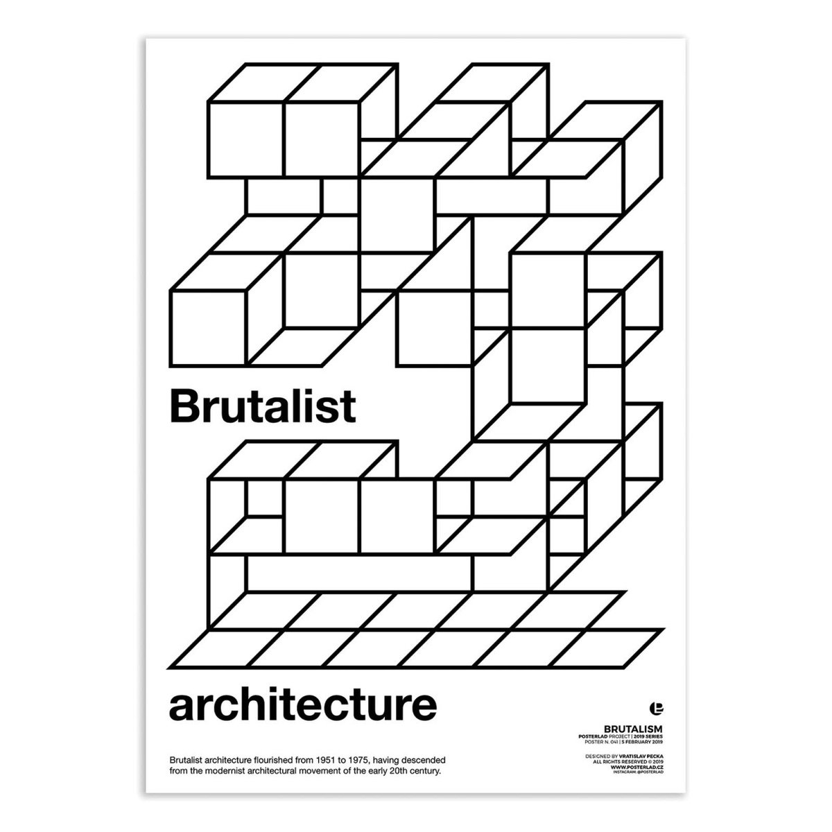 Affiche d'art - Brutalist architecture - Posterlad couleur unique, WALL EDITIONS
