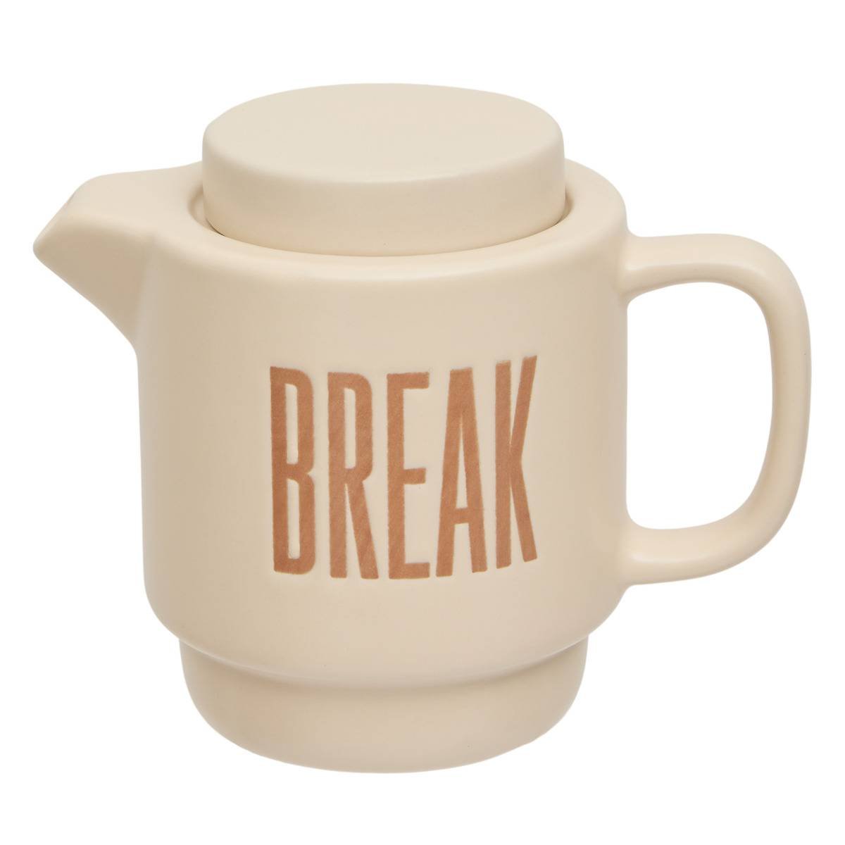 Théière solitaire en grès BREAK TIME beige, ATMOSPHERA