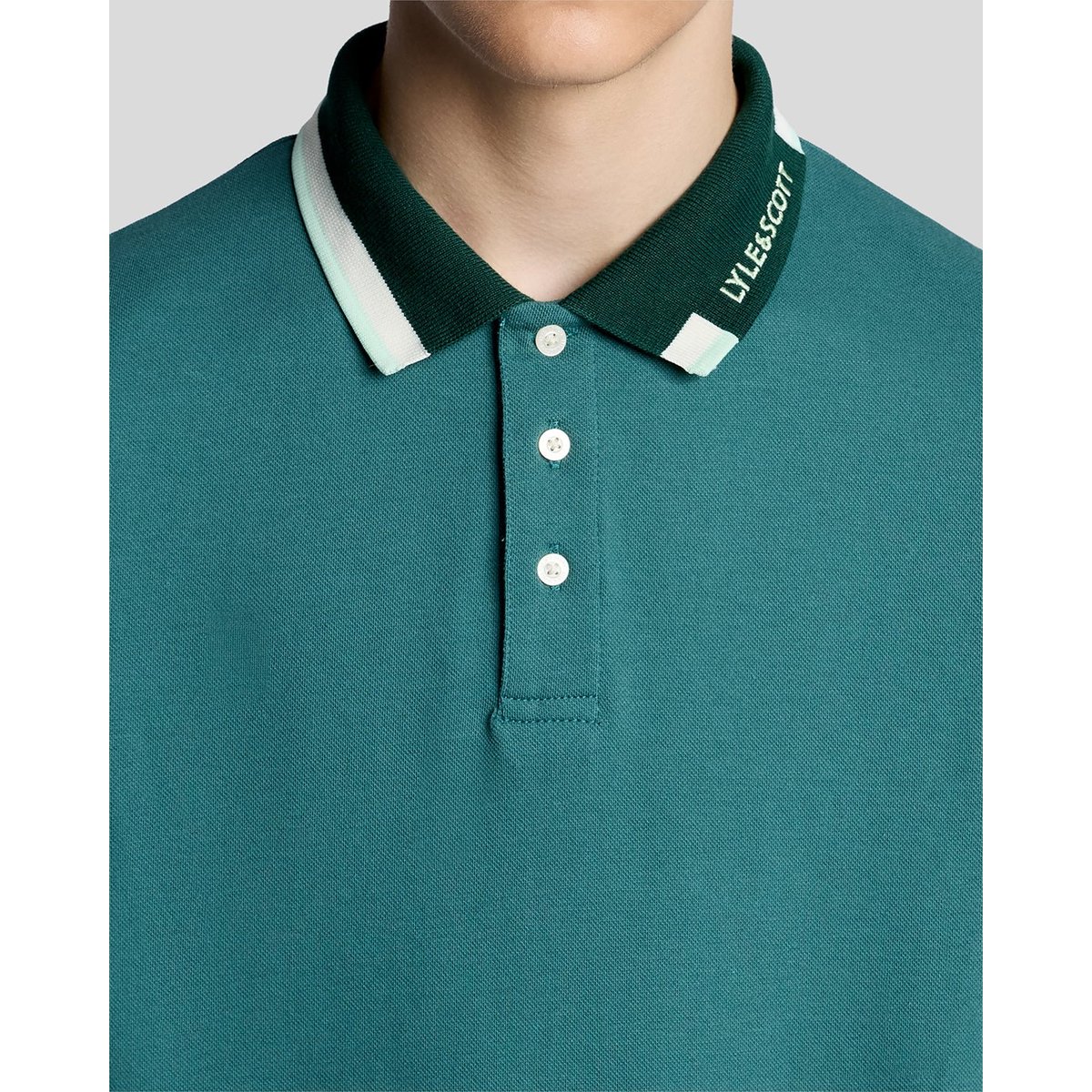 Polo à liserés contrastés logo vert everglade, LYLE & SCOTT