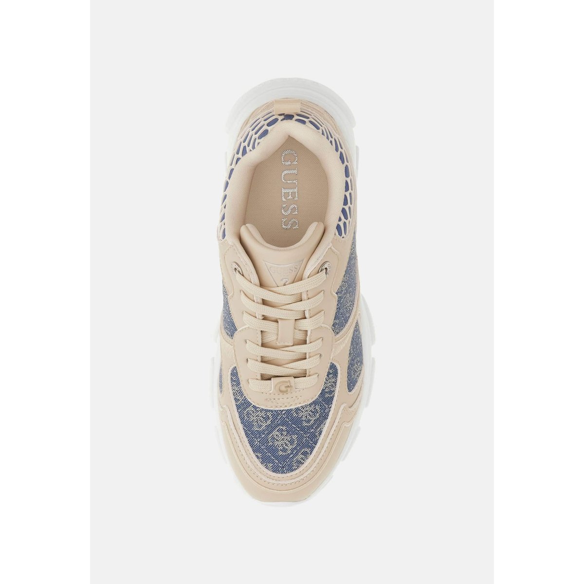 Chaussures De Course Avec Logo Indye crème, GUESS