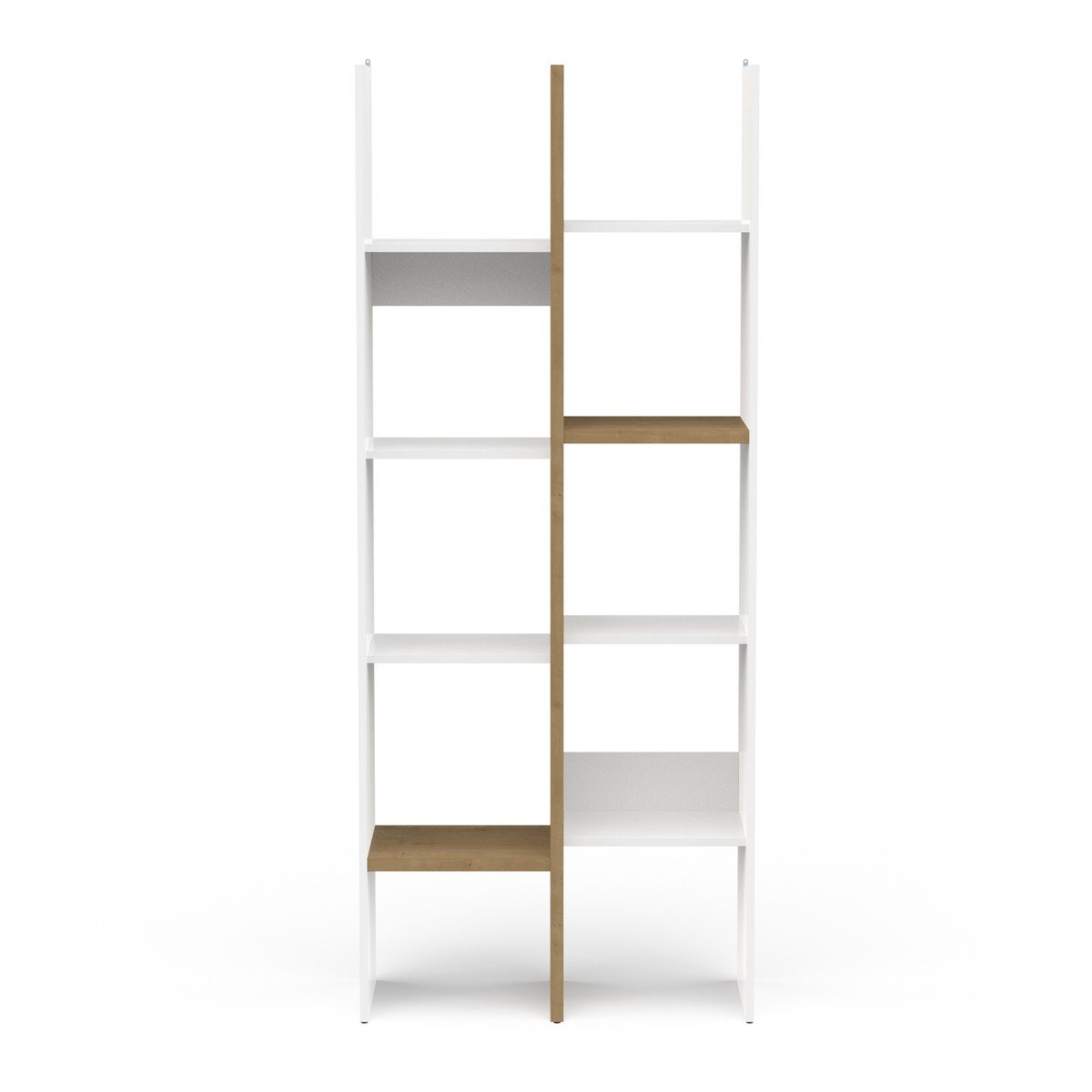 Etagère déco 6 rayons et 8 niches décor chêne et blanc mat - ACCESS bois clair, CALICOSY