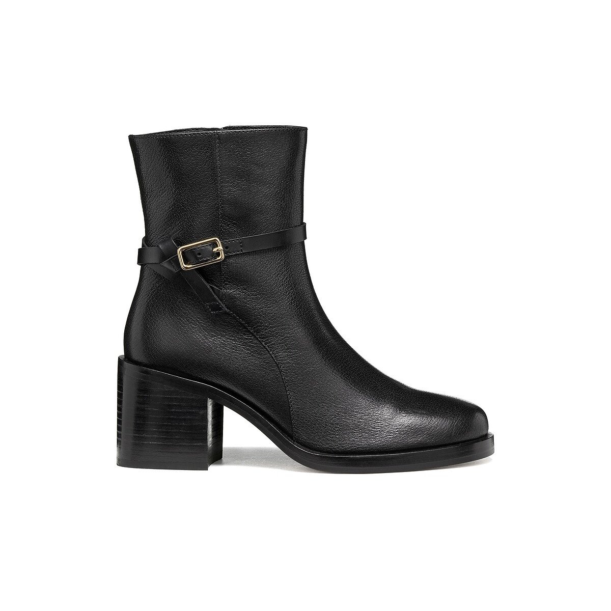 Sobima Heeled Leather Ankle Boots black, GEOX