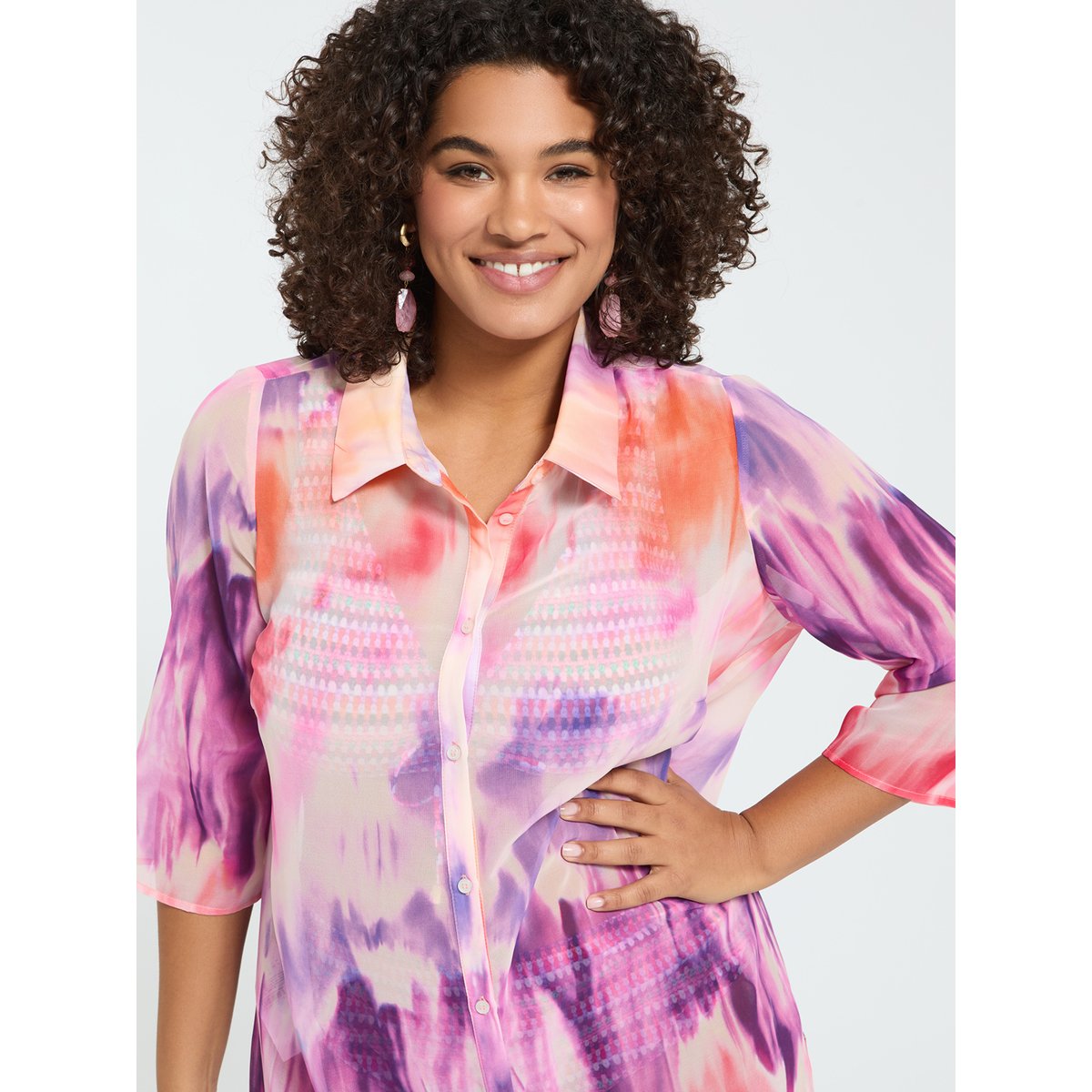 Robe chemise tie-dye violet, FIORELLA RUBINO