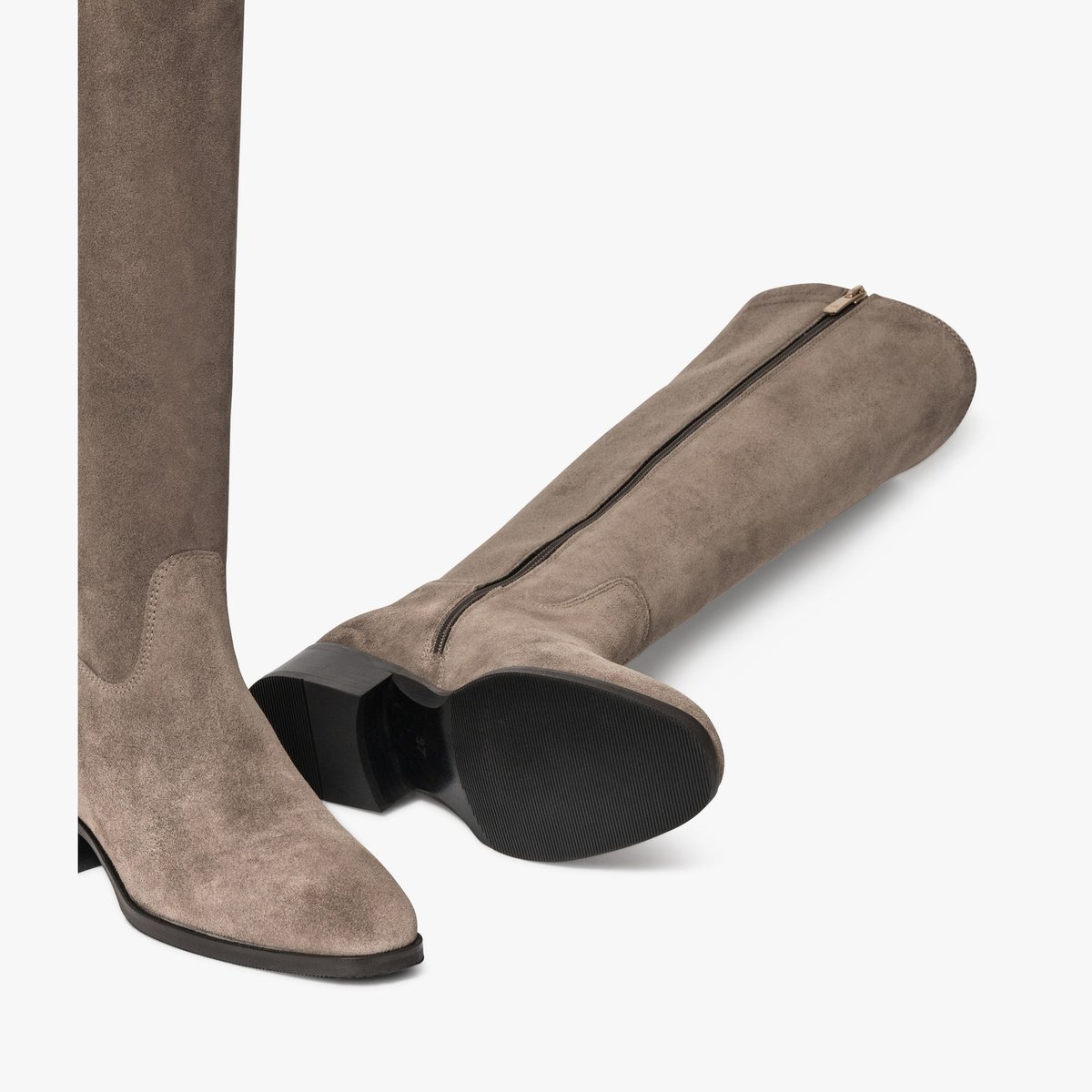 Botte Plate en cuir VALERIE gris taupe, BOCAGE