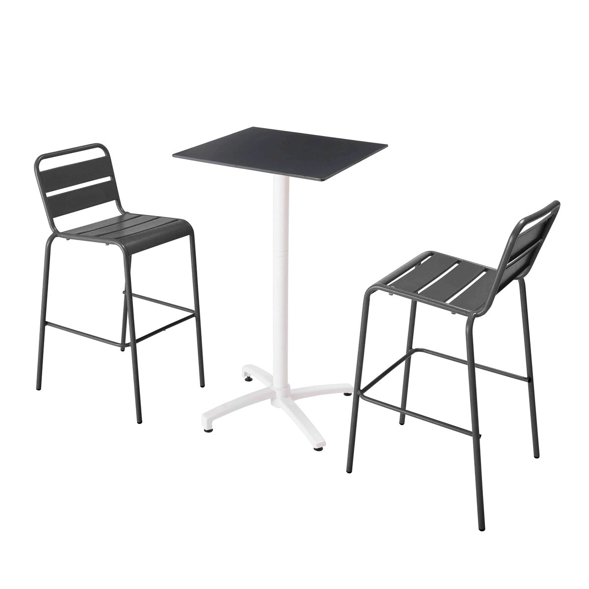 Ensemble table inclinable en hpl avec chaises hautes en métal, OPERA gris anthracite, OVIALA
