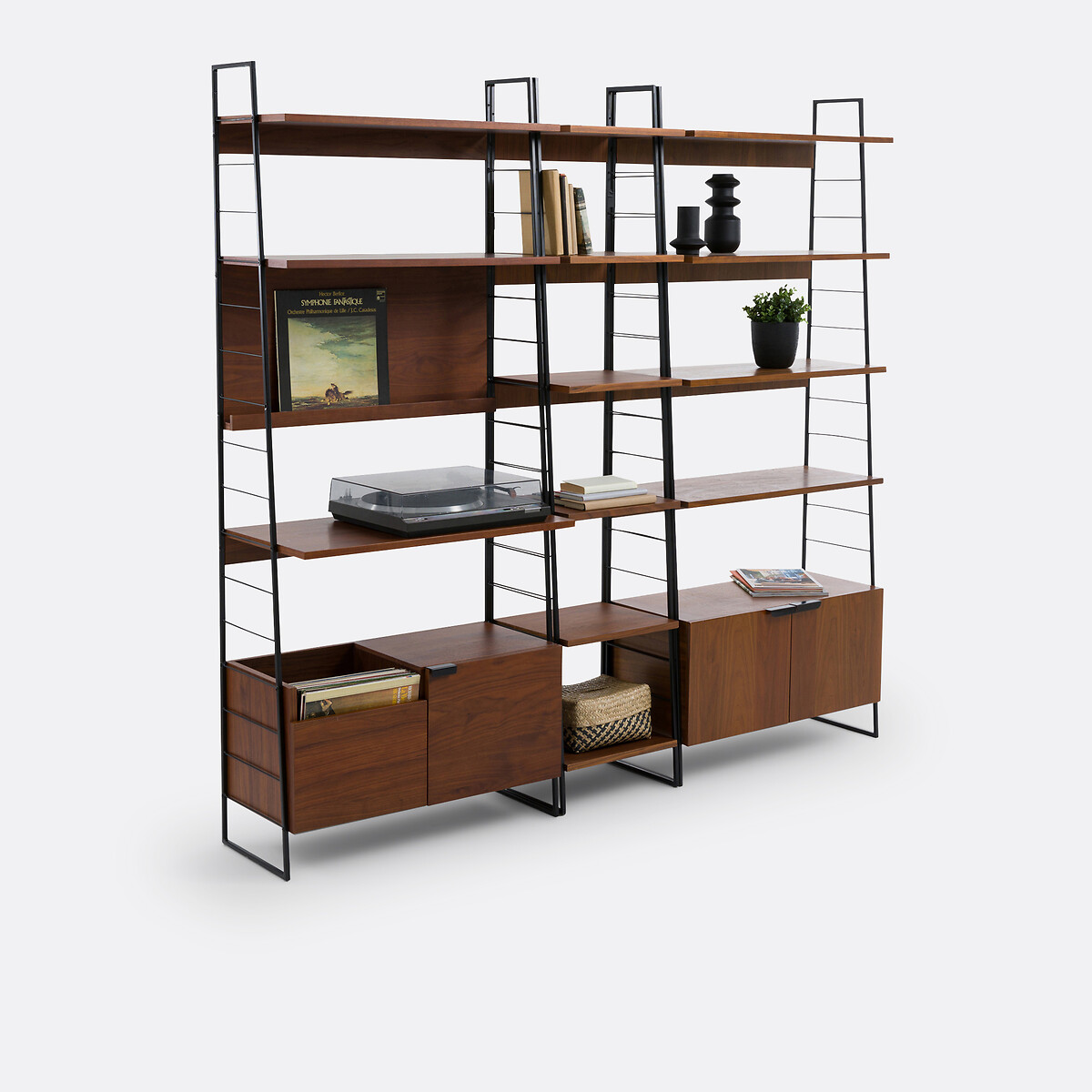 Soporte TV/Hifi vintage, chapa de nogal, WATFORD difuminado/negro, LA REDOUTE INTERIEURS