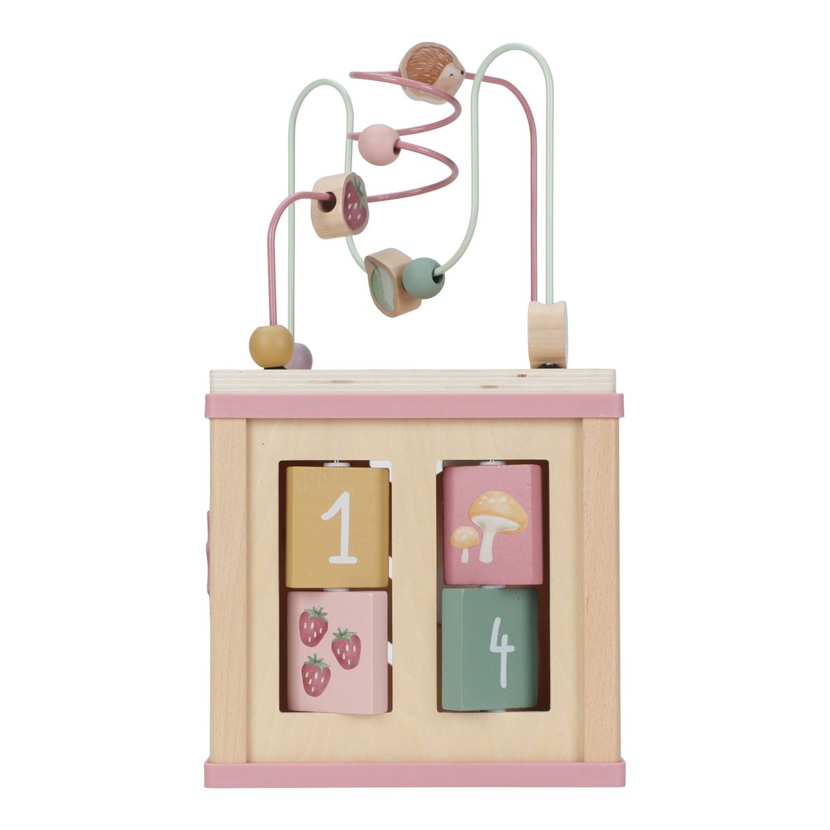 Cube d'activités rose, jaune, vert, beige, multicolore, LITTLE DUTCH