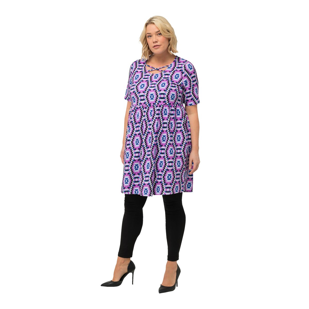 T-shirt long ligne A. Col rond lande clair, ULLA POPKEN