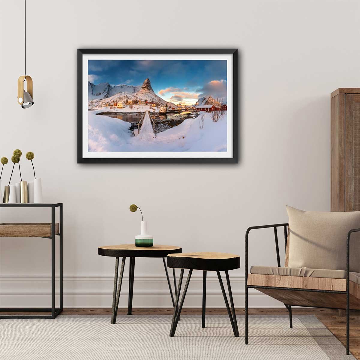 Affiche paysage Reine des Glaces affiche + cadre en bois - noir, HEXOA