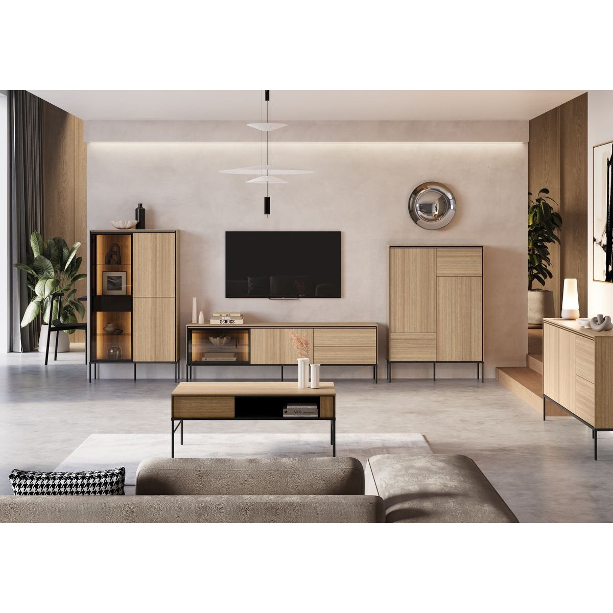 Table basse rectangulaire en panneaux de particules, VERONA marron clair, BOBOCHIC