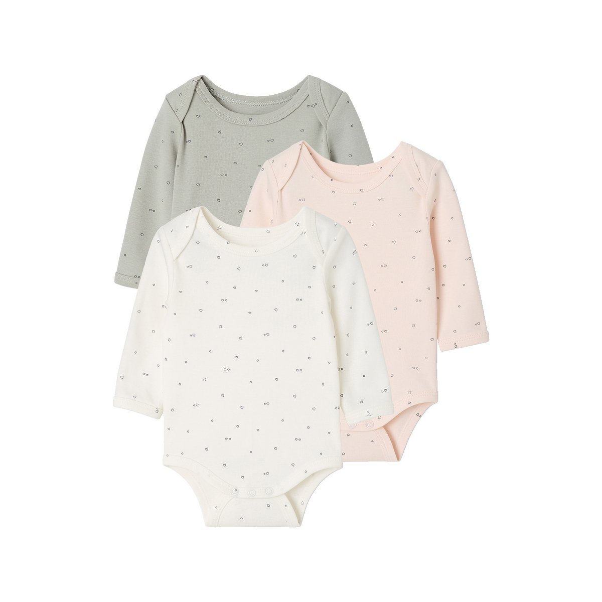 Lot de 3 bodies manches longues rose pâle, VERTBAUDET