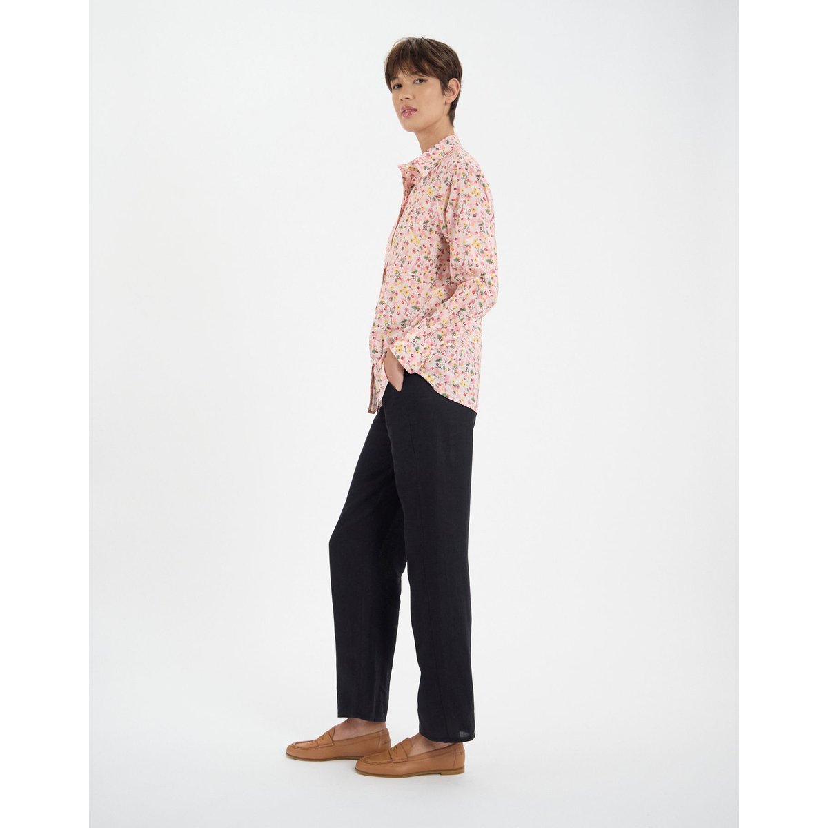 Chemise Maureen en coton à motifs à fleurs orange, INES DE LA FRESSANGE PARIS