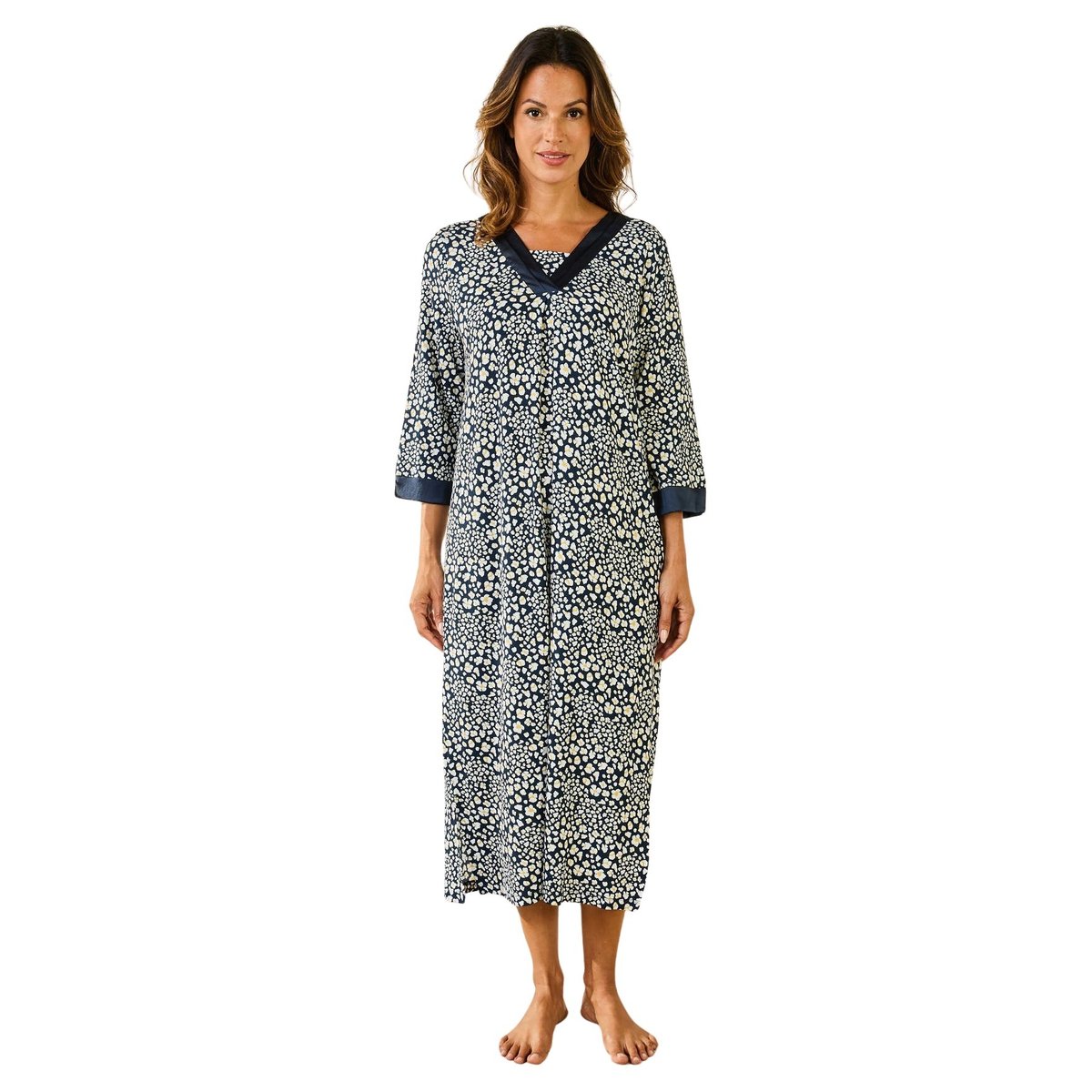 Chemise de nuit longue femme imprimé jaune, DAXON