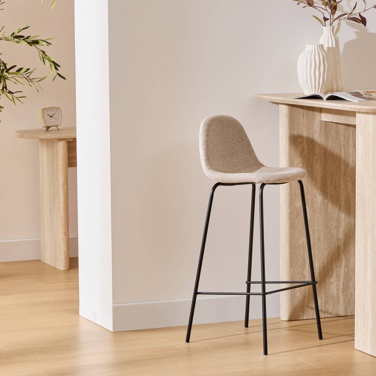 Lot de 2 tabourets de bar VLADI blanc, ATMOSPHERA