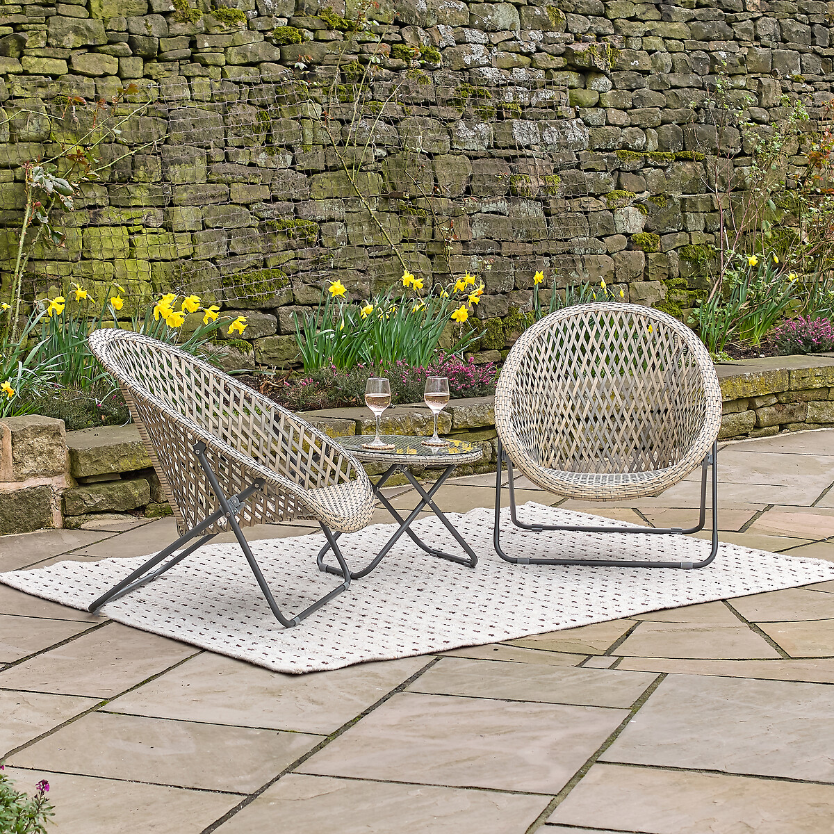 Tobs Outdoor Foldable Rattan Lounge Set grey, SO'HOME