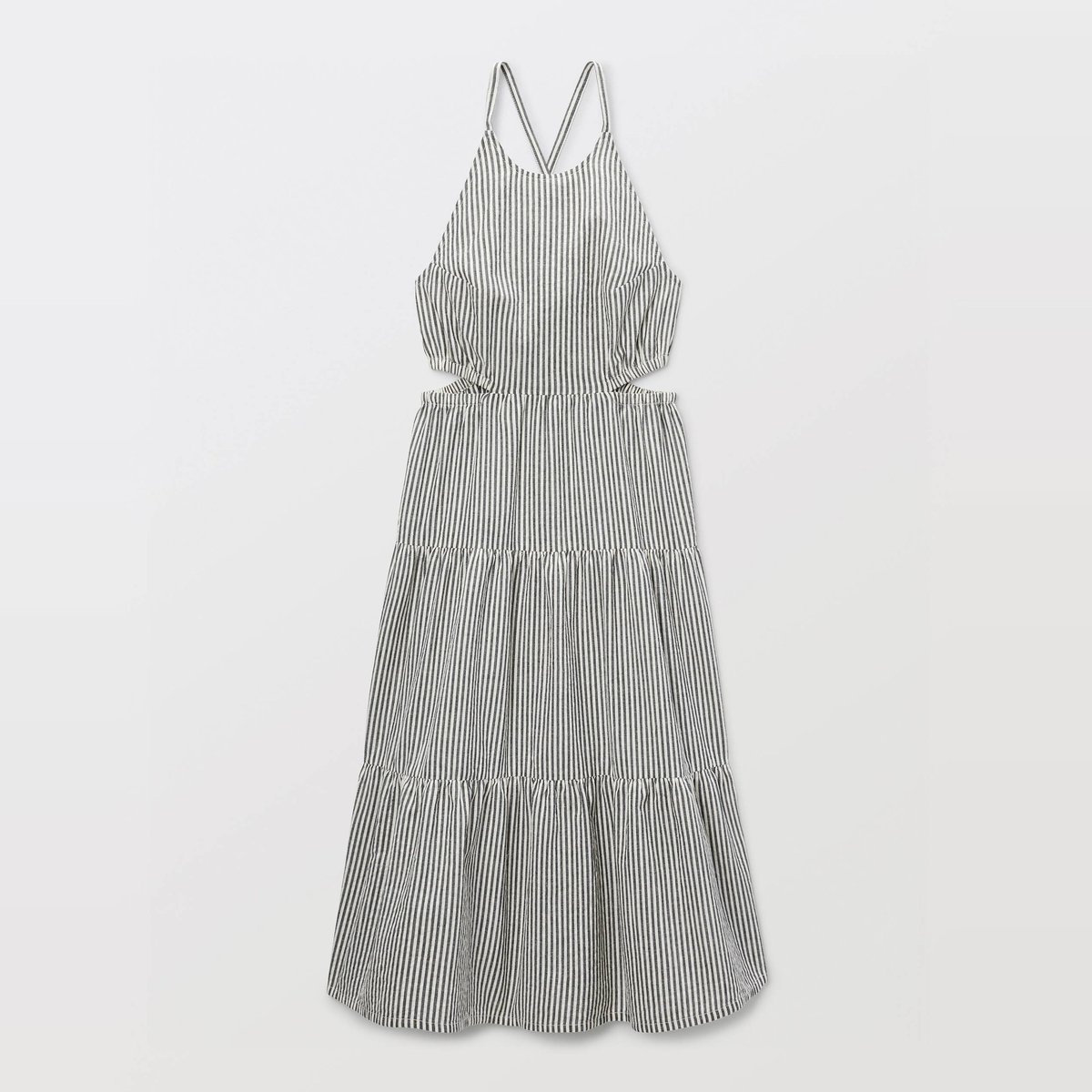 Robe longue unie à bretelles avec découpes à la taille noir, MONOPRIX