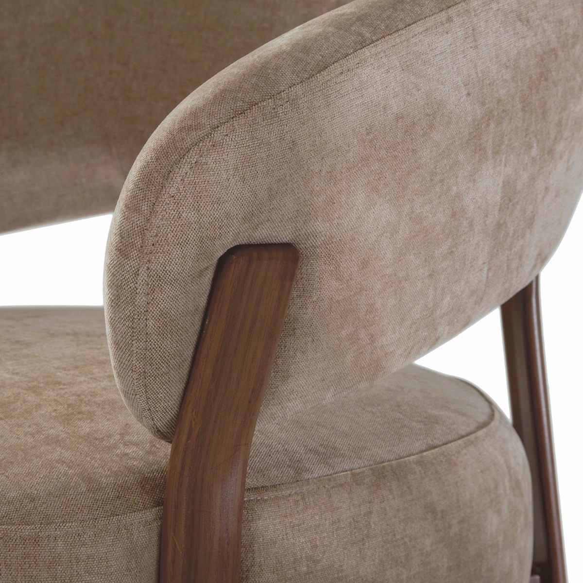 Fauteuil en tissu beige pieds effet noyer LIV beige, CALICOSY