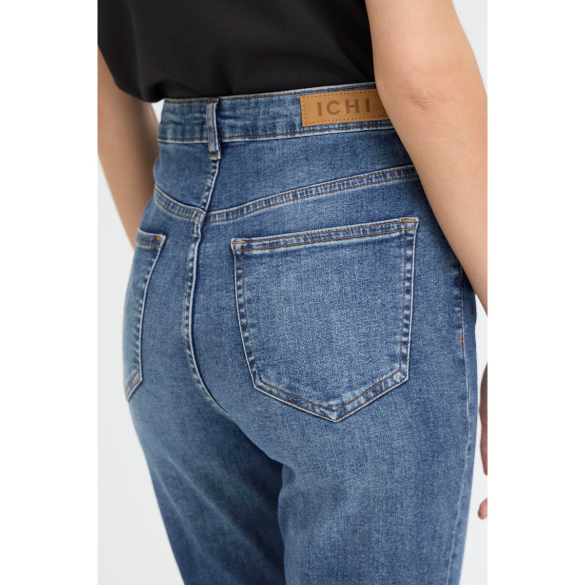 Jeans taille haute, coupe ajustée bleu medium blue, ICHI