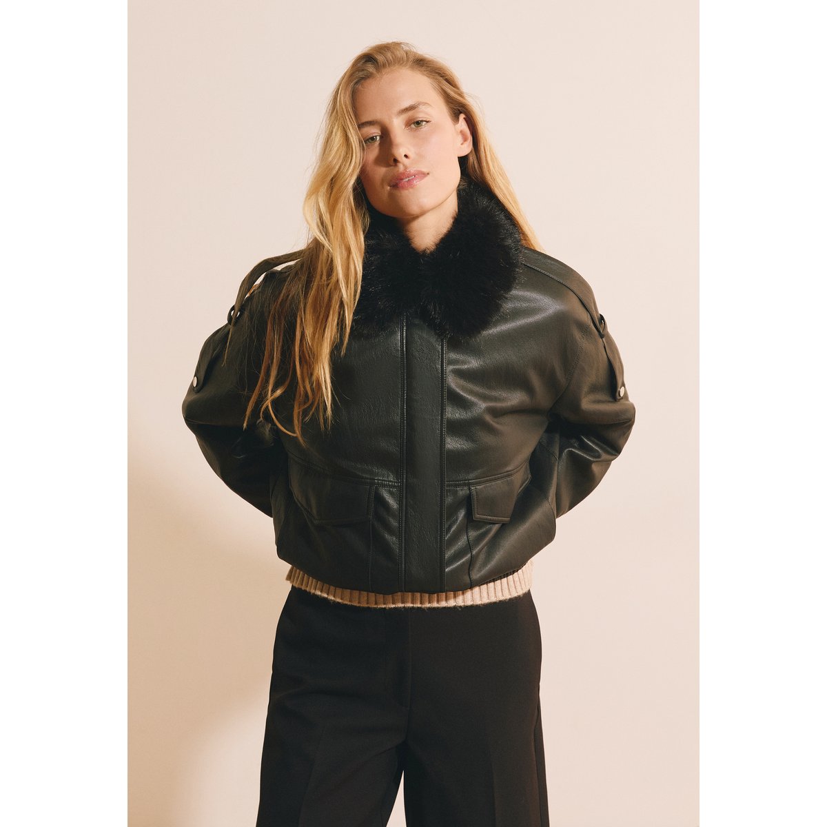 ETAM GROSSE PIECE MEGAN PU - BLOUSON noir, ETAM