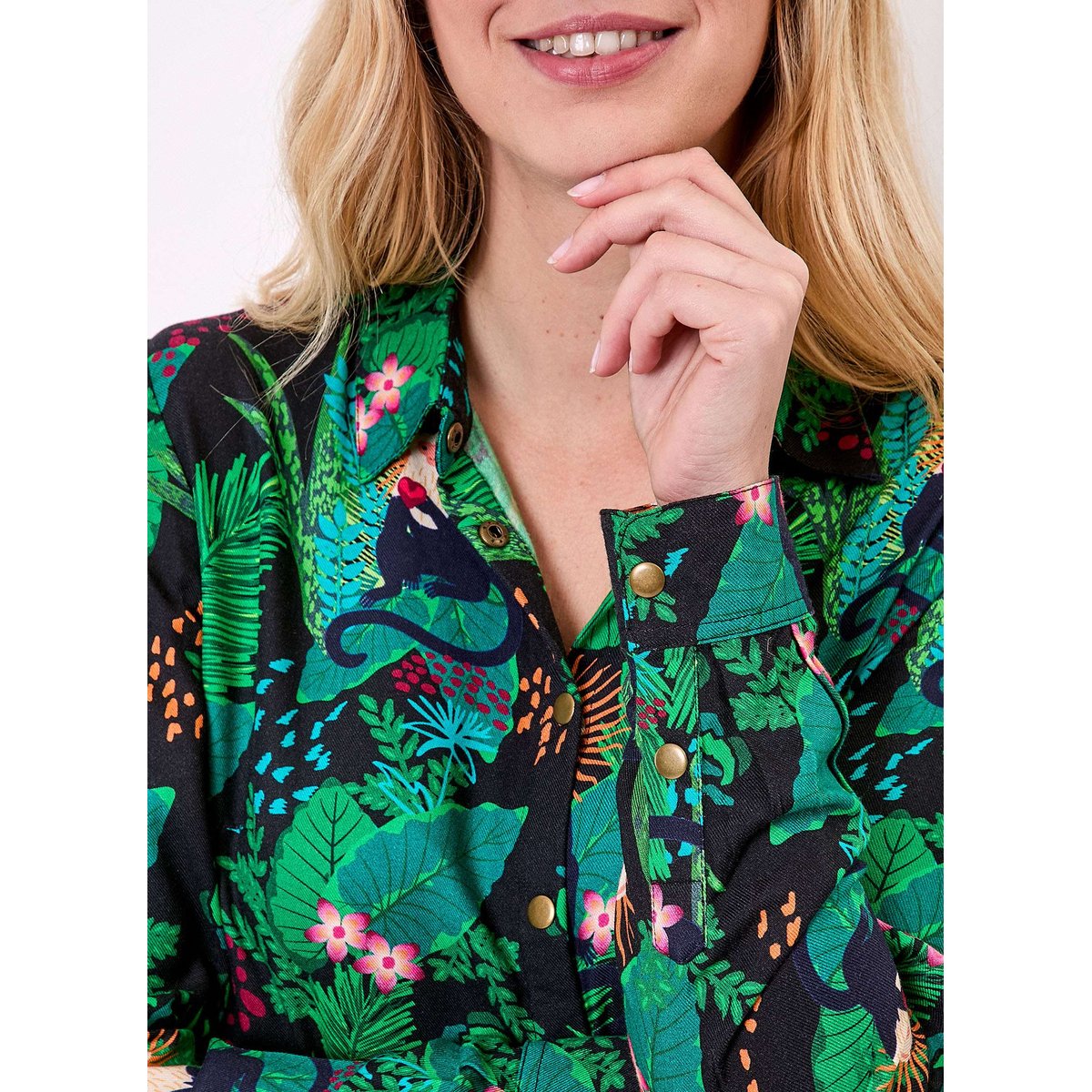 Chemise fluide imprimée FEBY noir monkey, LA FIANCÉE