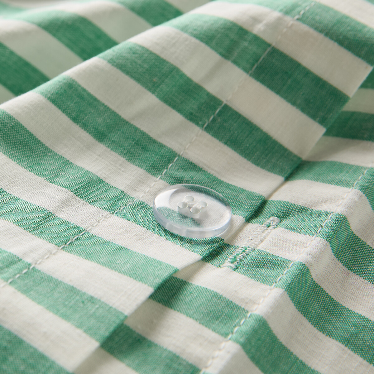 Soizic Green Cotton Duvet Cover green striped, LA REDOUTE INTERIEURS