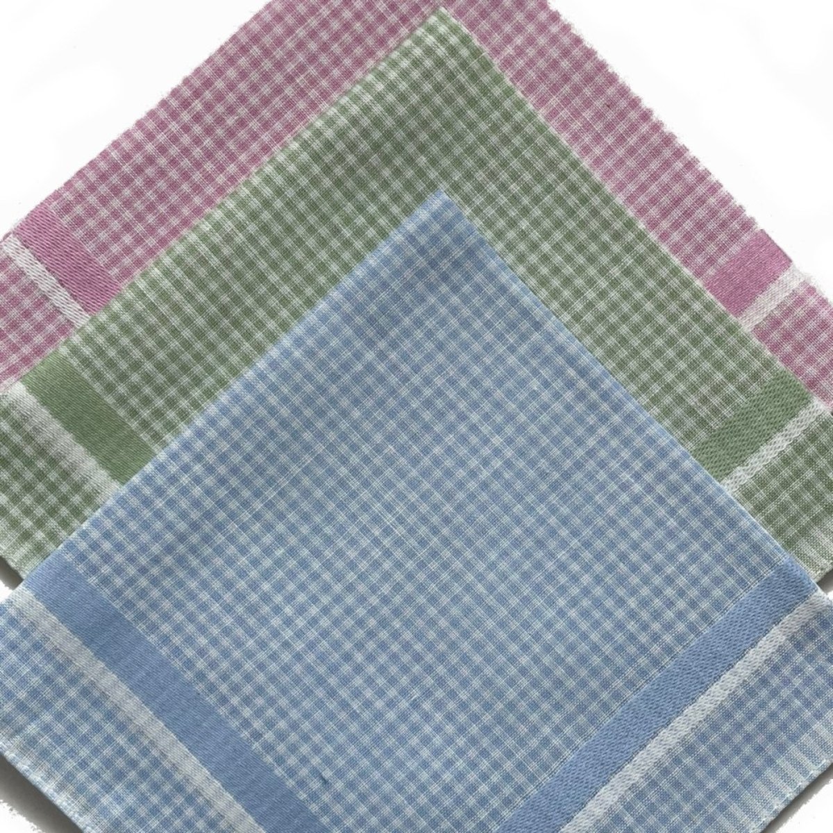 Lot de 12 mouchoirs femme grands carreaux 29x29  100% coton rose, DECORATIE