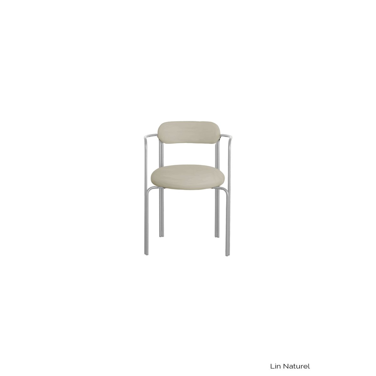 Fauteuil de table en acier chromé et lin, Hortense naturel, GABRIELLE PARIS