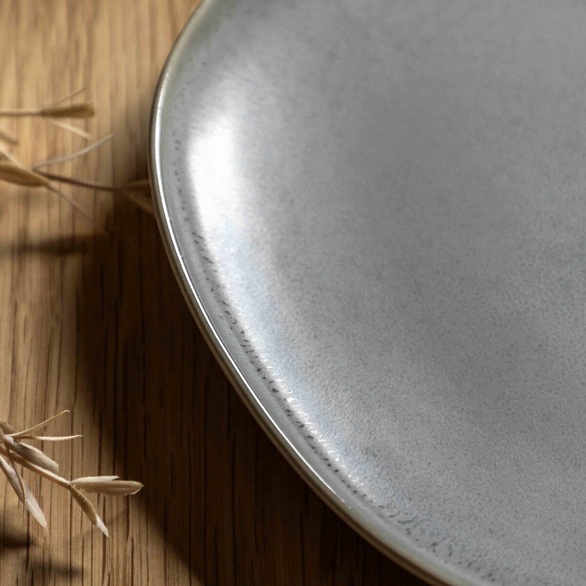 Set of 4 Pebble Glaze Dinner Plates dove grey, ÉDITÉ