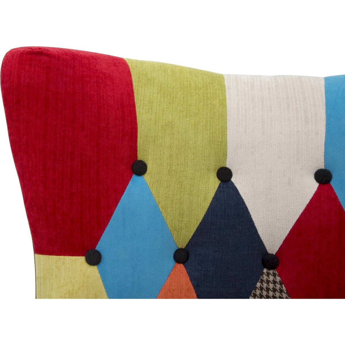 Fauteuil velours patchwork haut dossier INDUSTRIAL patchwork multicolore, RECOLLECTION