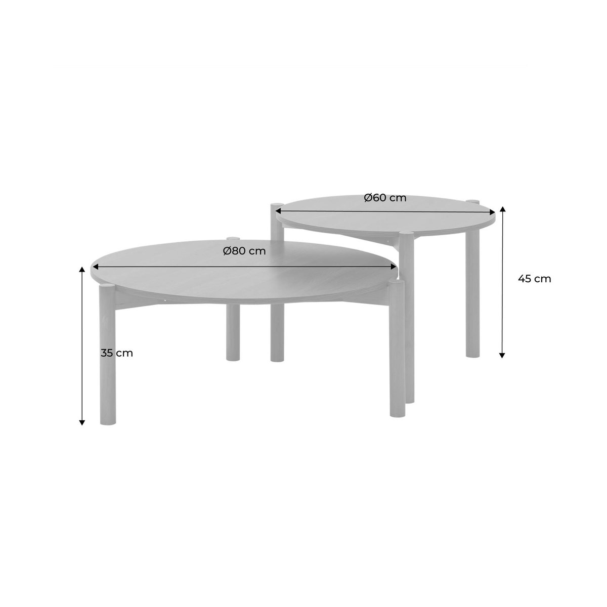Tables gigognes rondes décor bois HARMONY noyer, SWEEEK