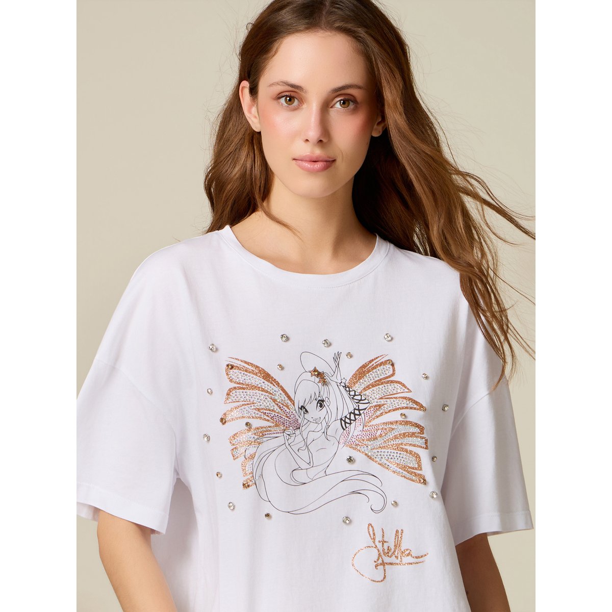 T-shirt Winx avec imprimé et paillettes blanc, OLTRE