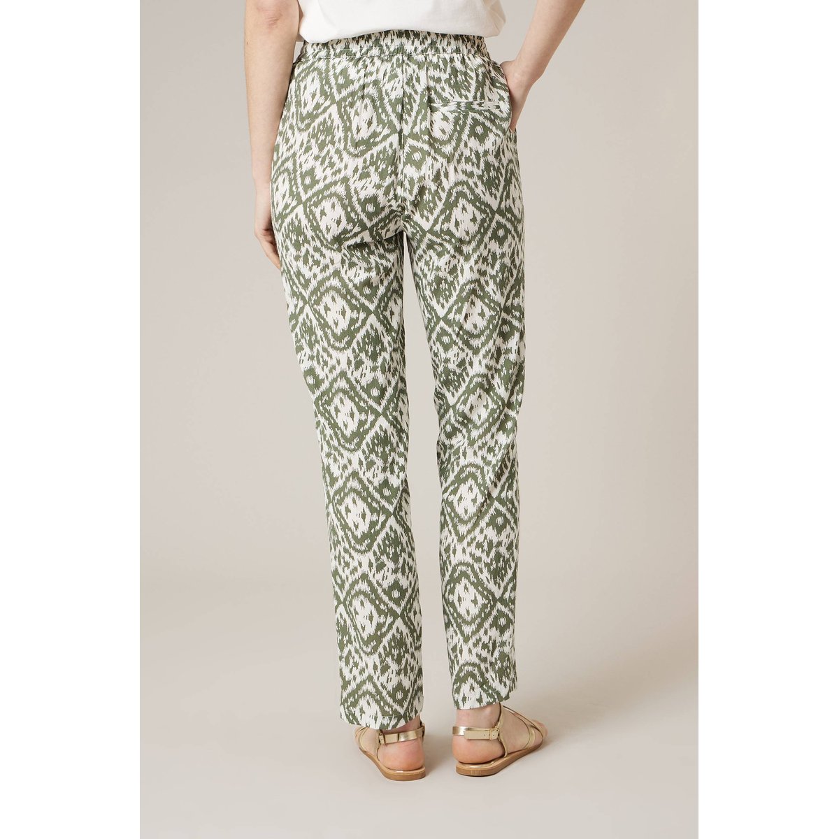 Pantalon droit femme imprimé ethinique MANOLA khaki, DEELUXE